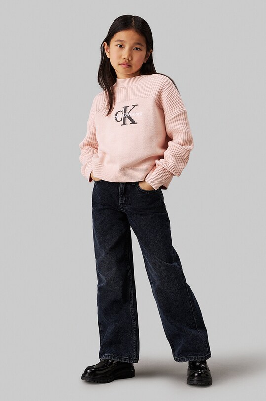 Дитячі джинси Calvin Klein Jeans HR WIDE Planet friendly чорний IG0IG02607.9BYH.