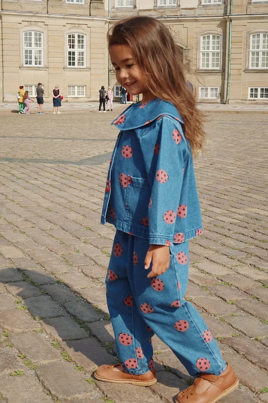 Džíny Konges Sløjd MAGOT LADYBUG FRILL PANTS GOTS Planet friendly modrá KS102216