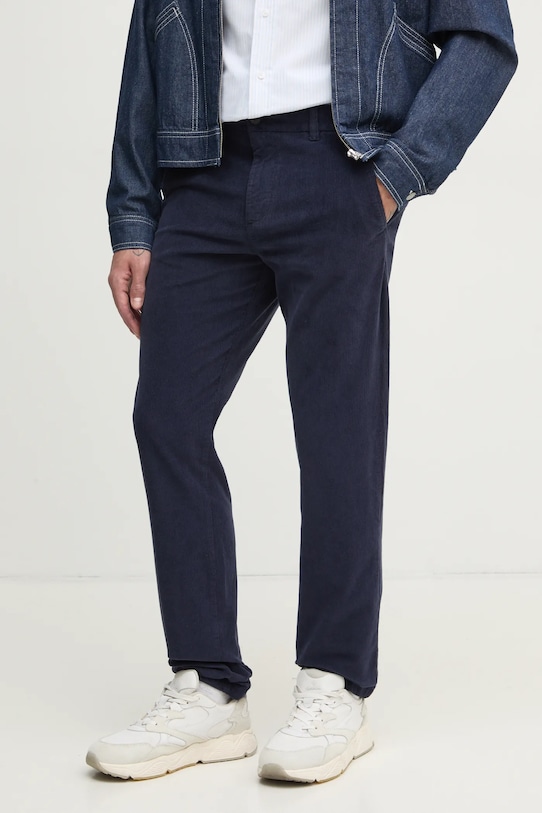 United Colors of Benetton pantaloni de catifea cord drept bleumarin 41ULUF04Z