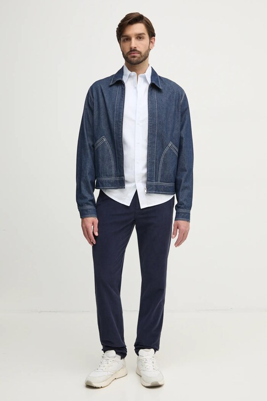 United Colors of Benetton pantaloni de catifea cord 41ULUF04Z bleumarin AW24