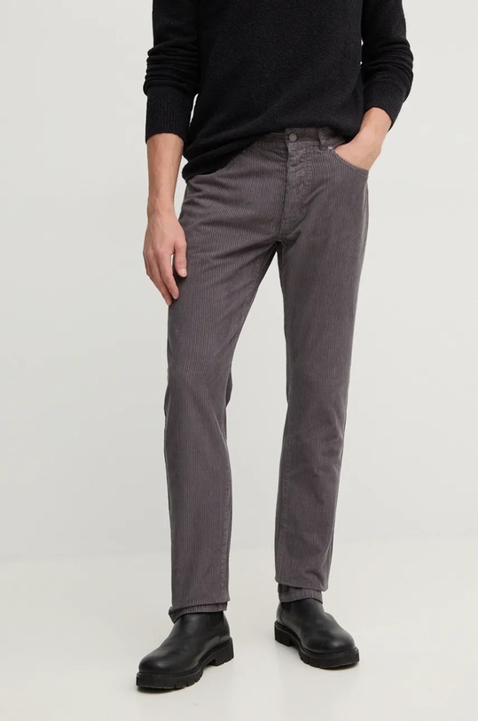 Manšestrové kalhoty United Colors of Benetton látka šedá 4FYHU7B88