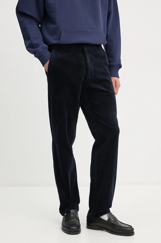 Samsoe Samsoe spodnie sztruksowe FELIX z elastanem granatowy M22300076
