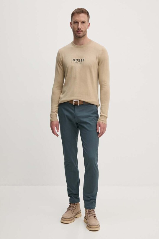 Hlače Sisley 4QUXSF02X tirkizna AW24