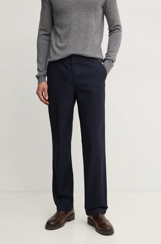 Lacoste pantaloni in cotone tessuto blu navy HH7202