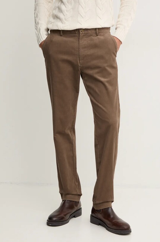 Sisley pantaloni de catifea cord drept maro 41ZNSF04R