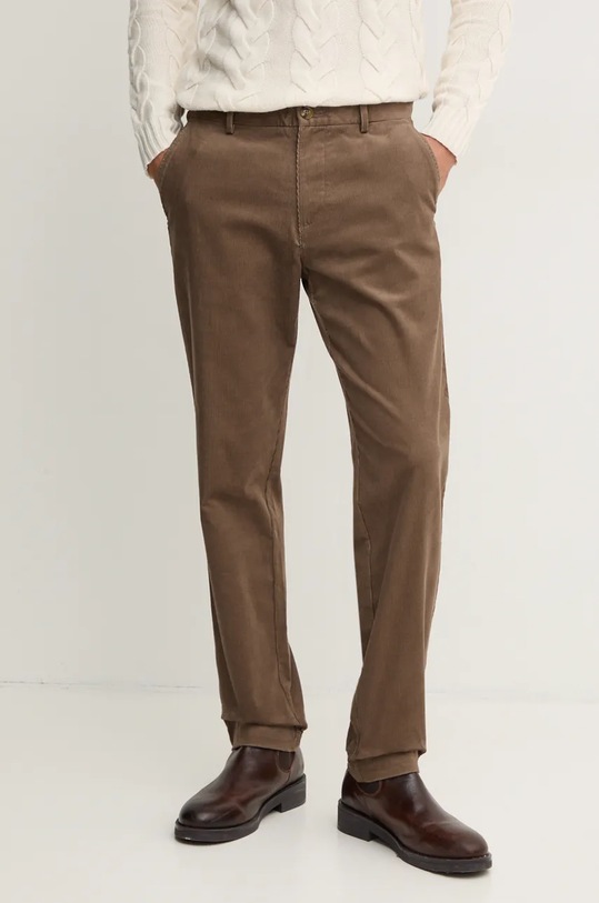 Manšestrové kalhoty Sisley jednoduchý hnědá 41ZNSF04R