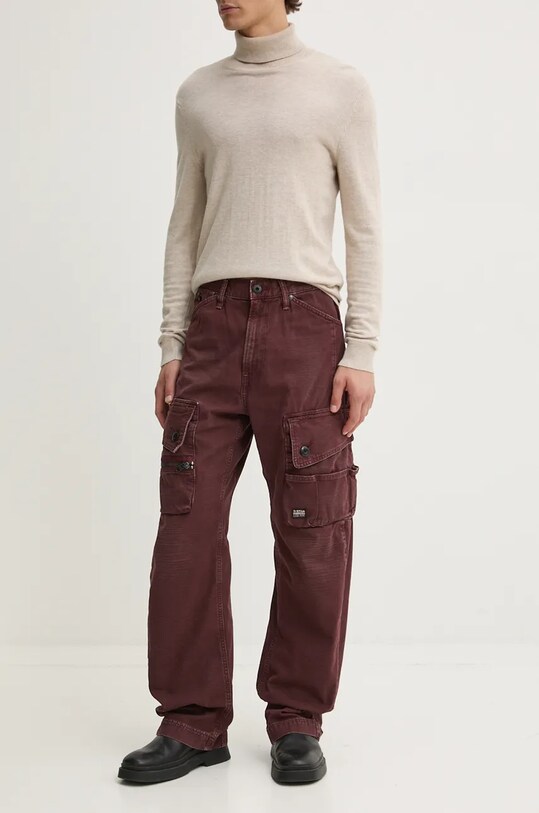 G-Star pantaloni de bumbac drept burgundia D25359.D491