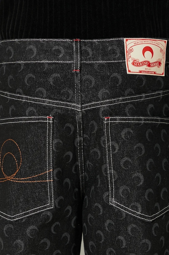 Marine Serre jeans Moon Laser Denim Straight Jeans MPA066A.RDEN0001 nero
