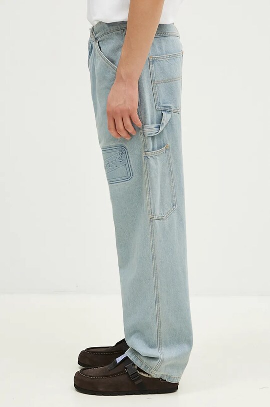 Džíny PLEASURES Box Logo Carpenter Jeans P24F001 modrá AW24