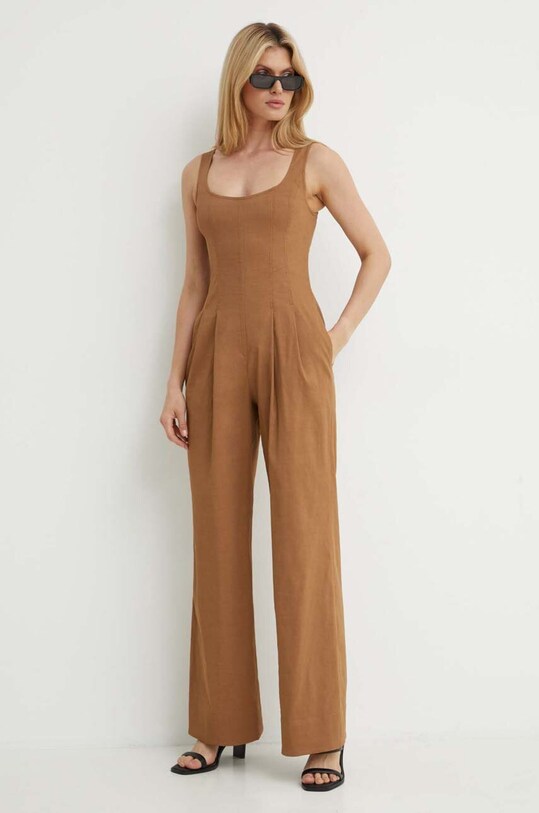 A.L.C. kombinezon lniany Isabel z elastanem brązowy 4JUMP00173