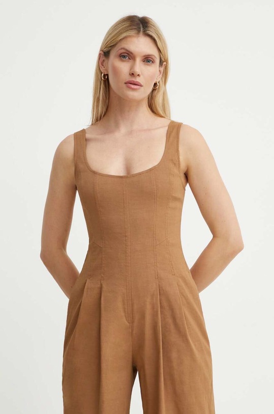 Odzież A.L.C. kombinezon lniany Isabel 4JUMP00173 brązowy