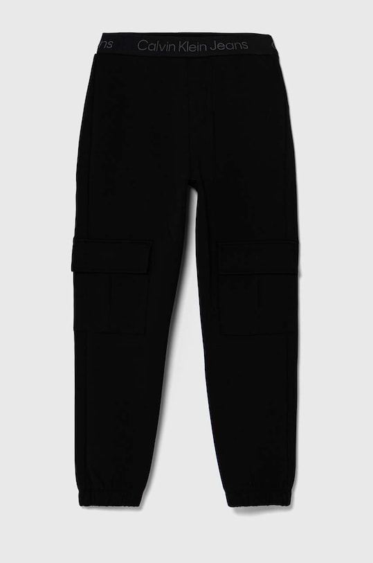 Calvin Klein Jeans spodnie dresowe dziecięce TERRY CARGO IB0IB02121.9BYH czarny AW24