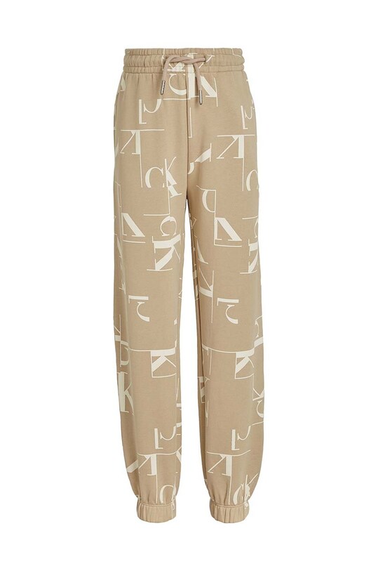 Дитячі бавовняні штани Calvin Klein Jeans TERRY JOGGER IB0IB02124.9BYH бежевий AW24