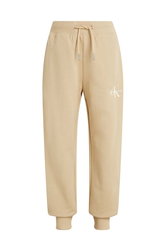 Дитячі бавовняні штани Calvin Klein Jeans MONOGRAM LOGO бавовна бежевий IU0IU00285.9BYH.104.116