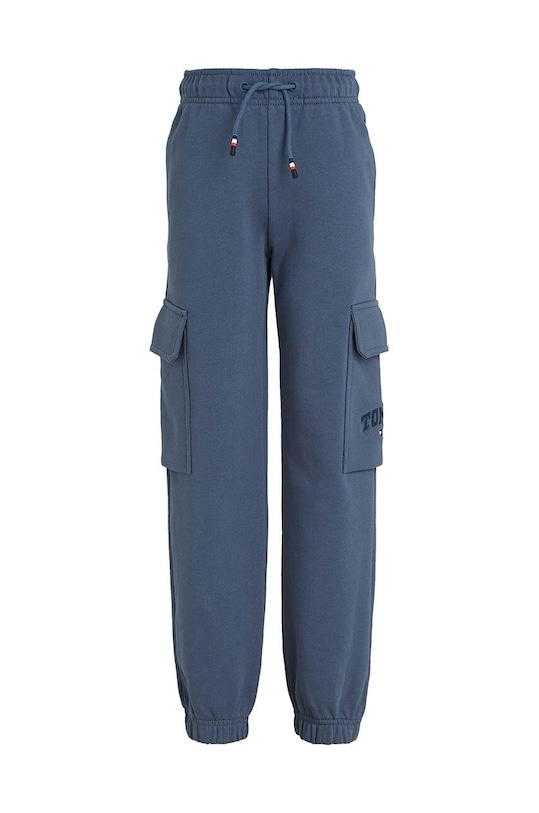 Tommy Hilfiger spodnie dresowe bawełniane dziecięce VARSITY EMBR CARGO KB0KB09120.9BYH.128.176 granatowy AW24