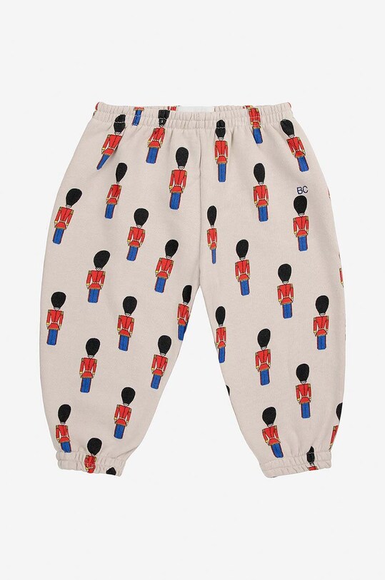 Bobo Choses spodnie dresowe bawełniane niemowlęce Little Tin Soldier 224AB064 beżowy AW24