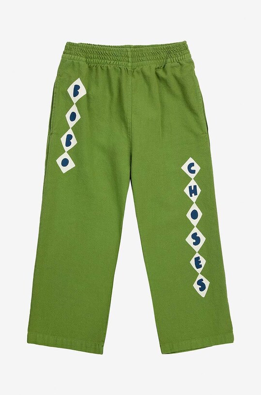 Bobo Choses pantaloni de trening din bumbac pentru copii Diamonds 224AC091 verde AW24