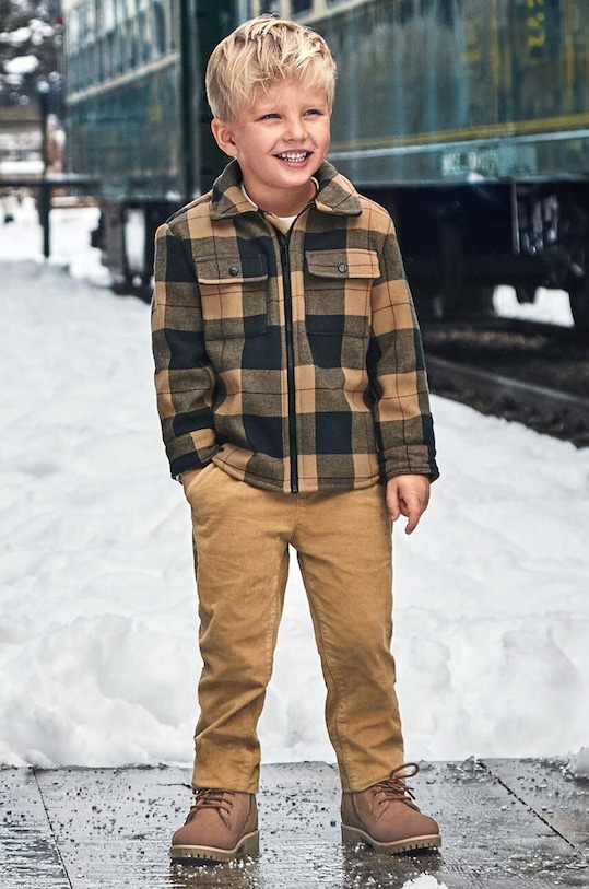 Mayoral spodnie dziecięce jogger welur z elastanem brązowy 4527.5A.Mini.9BYH