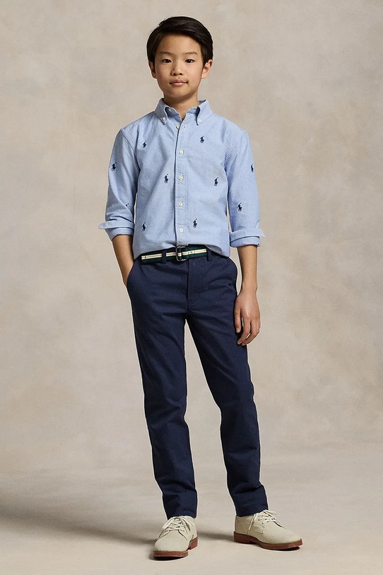 Detské nohavice Polo Ralph Lauren s elastanom tmavomodrá 323855394001