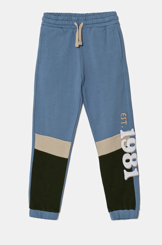 Хлопковые спортивные штаны Guess аппликация голубой N4BQ11.KAD73.9BYH