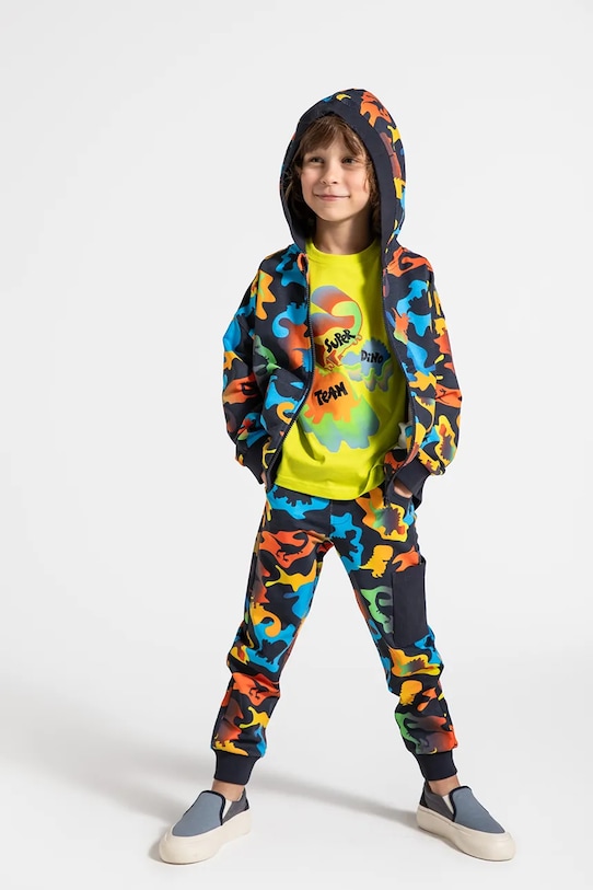 Dječji pamučni donji dio trenirke Coccodrillo Planet friendly mornarsko plava ZC4120101DBK