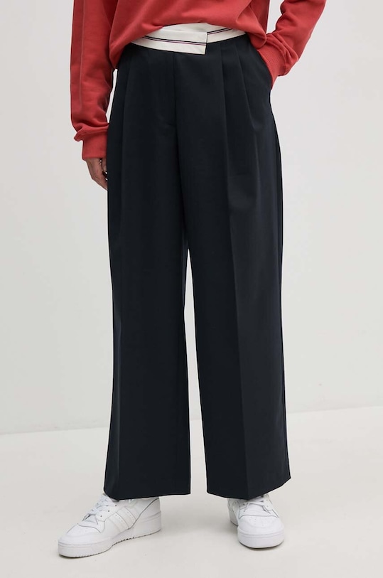 Tommy Hilfiger pantaloni din lana drept bleumarin WW0WW42229