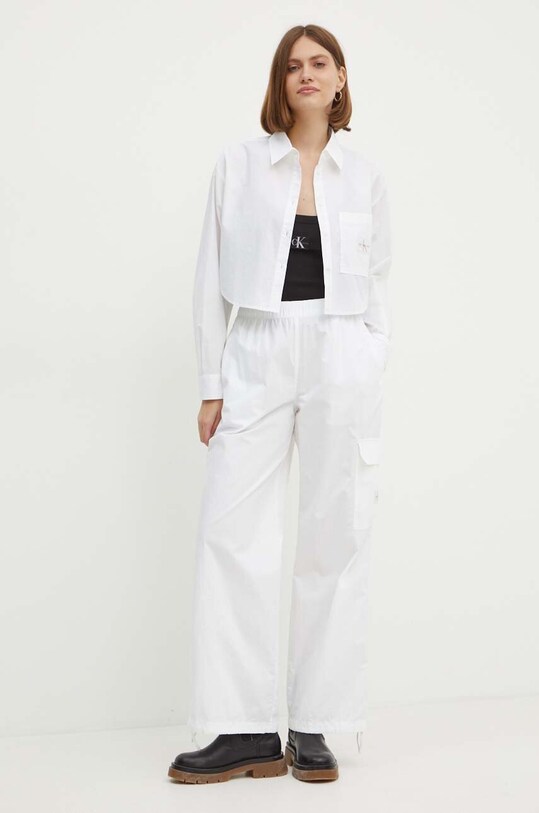 Хлопковые брюки Calvin Klein Jeans J20J223586 белый AW24