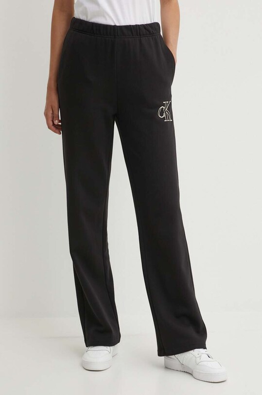 Βαμβακερό παντελόνι Calvin Klein Jeans στάμπα μαύρο J20J223967