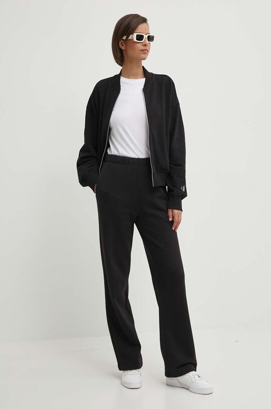 Βαμβακερό παντελόνι Calvin Klein Jeans μαύρο J20J223967