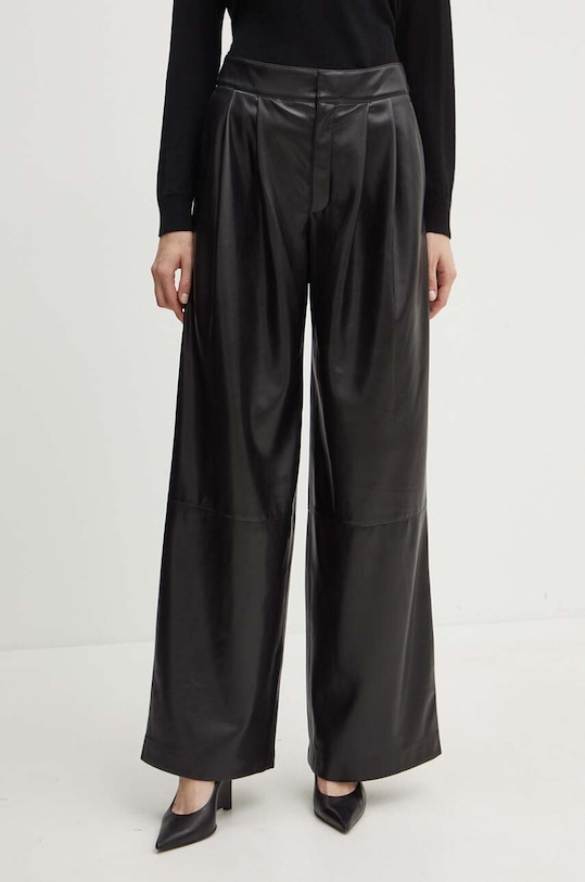 BOSS pantaloni imitatie de piele negru 50518463