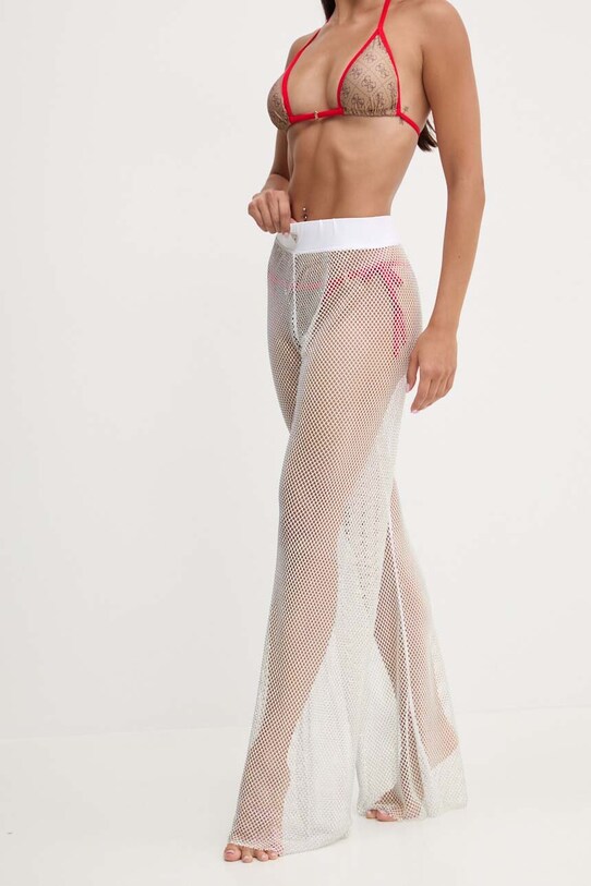 Guess pantaloni drept alb E4YB00.KCDW0