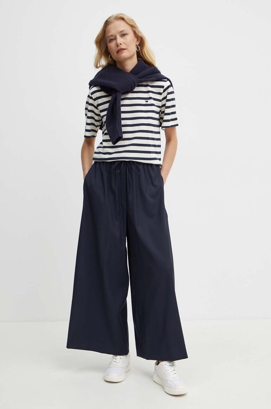 Weekend Max Mara spodnie wełniane 2425136071600 granatowy AW24