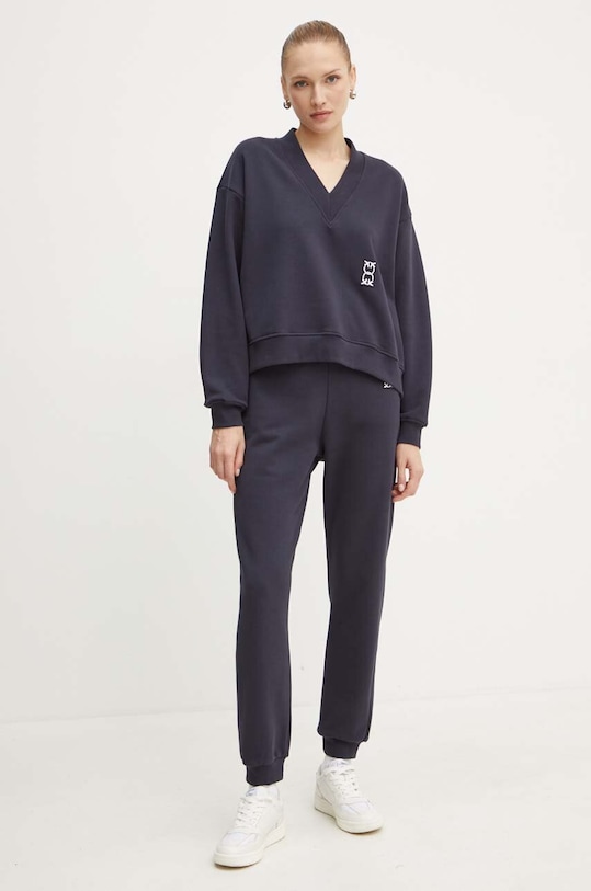 Pinko spodnie dresowe bawełniane 100371.A23C granatowy AW24