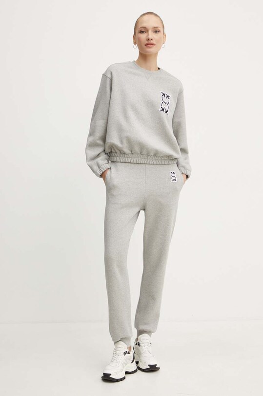 Pinko pantaloni de trening din bumbac 100371.A23C gri AW24