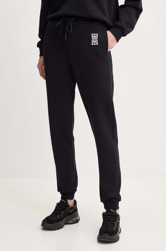 Pinko pantaloni de trening din bumbac bumbac negru 100371.A23C