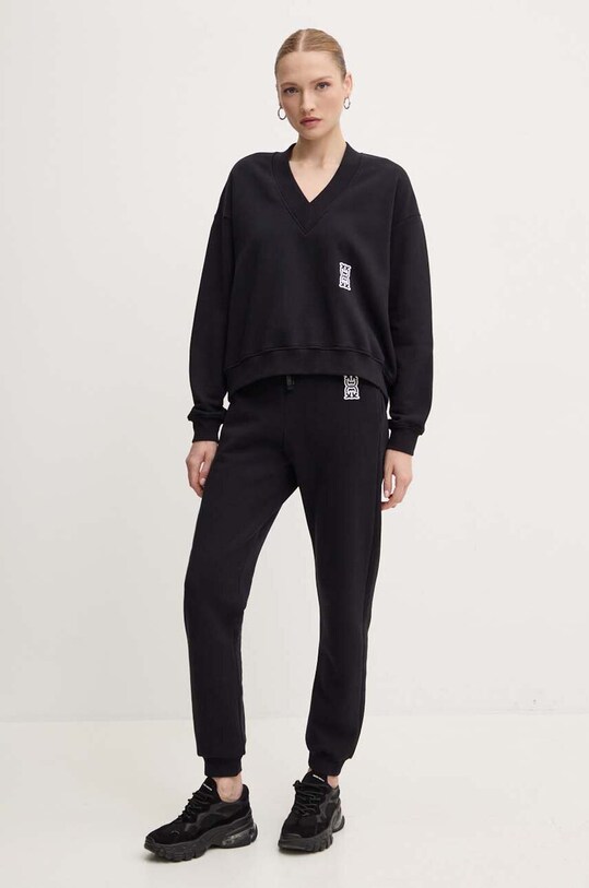 Pinko pantaloni de trening din bumbac 100371.A23C negru AW24