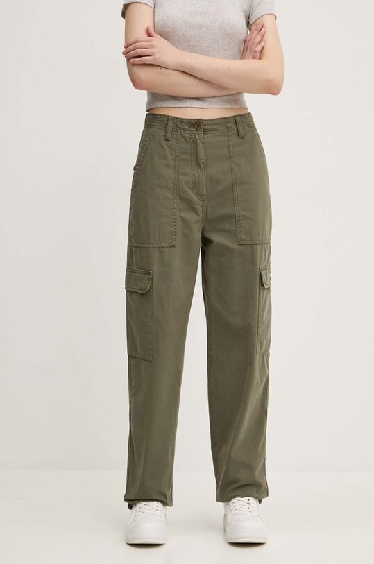 Хлопковые брюки Tommy Jeans хлопок зелёный DW0DW18510