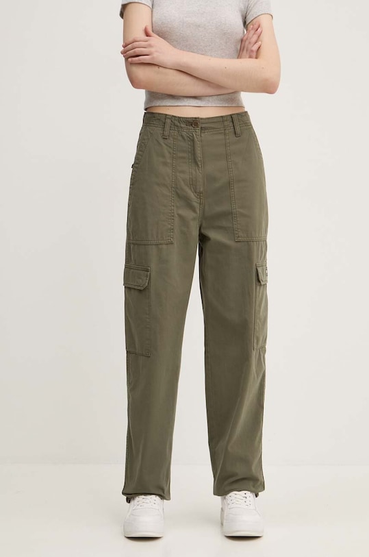 Bavlnené nohavice Tommy Jeans bavlna zelená DW0DW18510