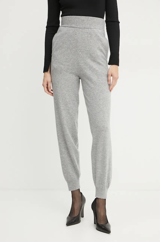 Pinko pantaloni de trening de lână uni gri 104316.A271