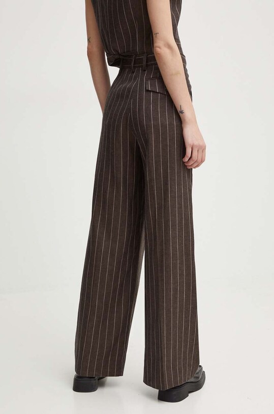 Odzież Day Birger et Mikkelsen spodnie lniane Enzo - Casual Linen Stripe DAY65243238 brązowy
