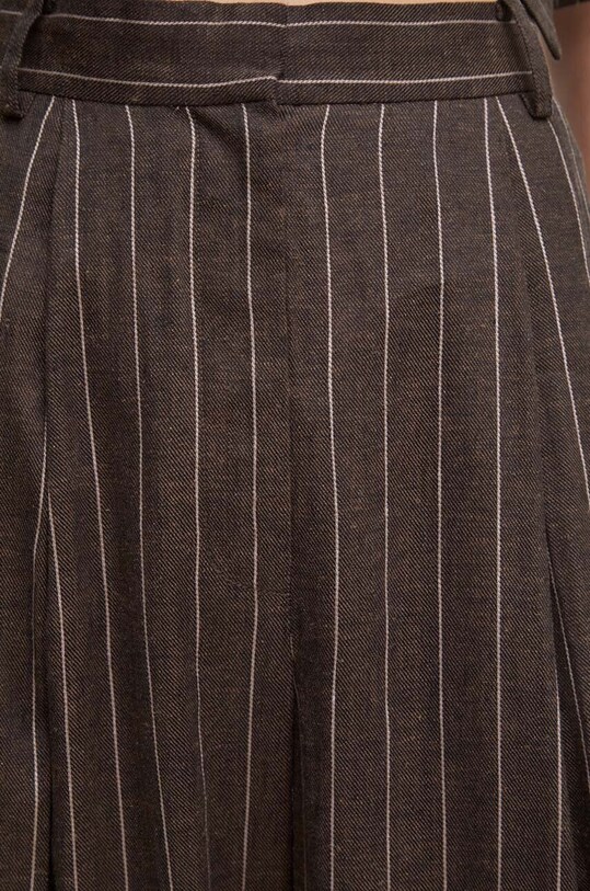 Day Birger et Mikkelsen spodnie lniane Enzo - Casual Linen Stripe brązowy DAY65243238