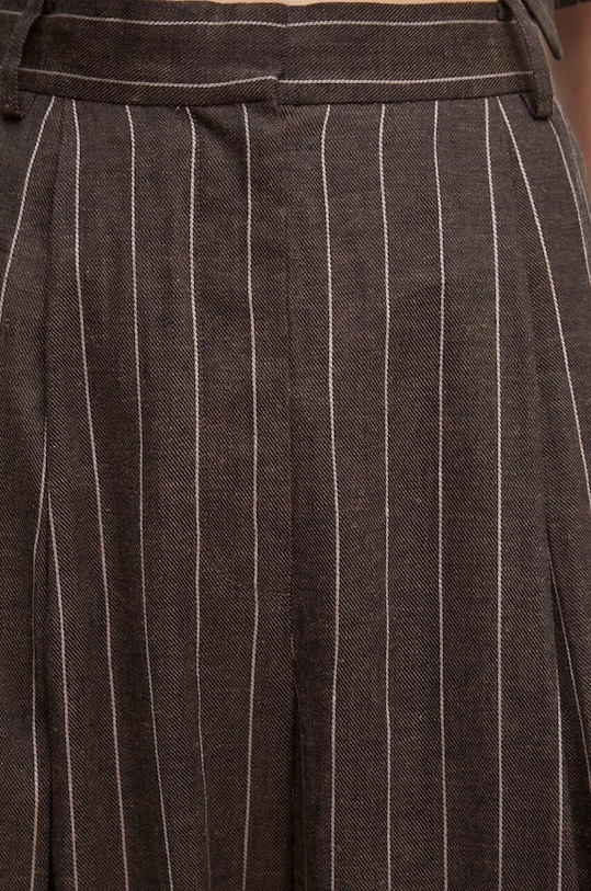 Ľanové nohavice Day Birger et Mikkelsen Enzo - Casual Linen Stripe hnedá DAY65243238