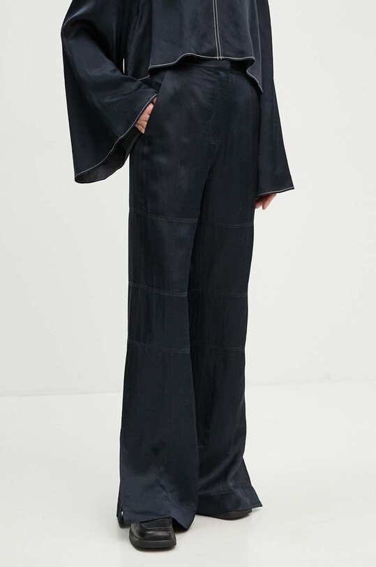 Nohavice s prímesou ľanu Day Birger et Mikkelsen Jonas - High Shine Blend RD s prímesou ľanu tmavomodrá DAY65243257