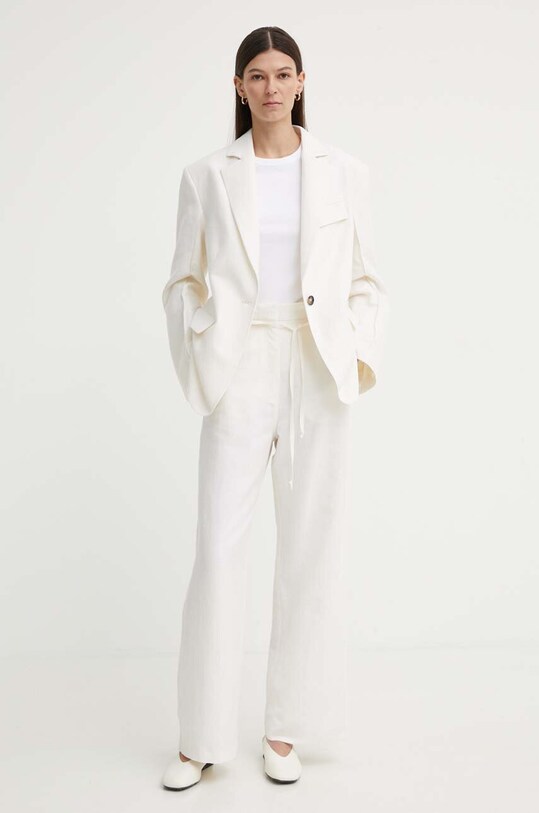 Штани з домішкою льону Day Birger et Mikkelsen Terri - Solid Linen DAY65243313 бежевий AW24