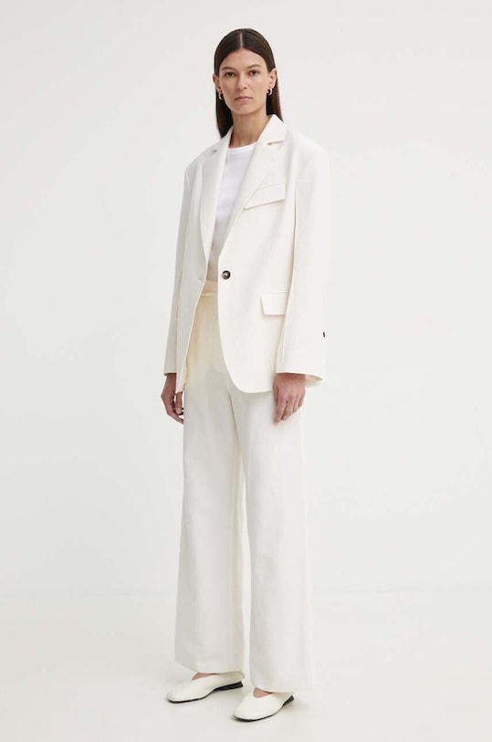 Kalhoty s příměsí lnu Day Birger et Mikkelsen Terri - Solid Linen béžová DAY65243313