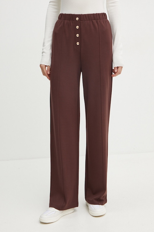 Hlače Liu Jo bez uzorka smeđa TF4044.JS182