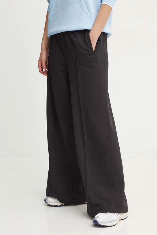 Pamučni donji dio trenirke adidas Originals Essentials Pintuck Wide Leg pletivo crna IW5739