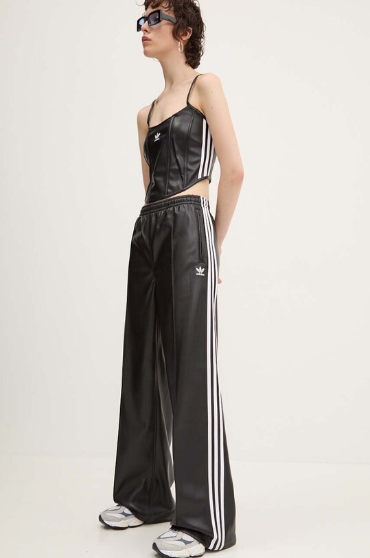 adidas Originals trousers Firebird Pleather Pant faux leather black IY7245