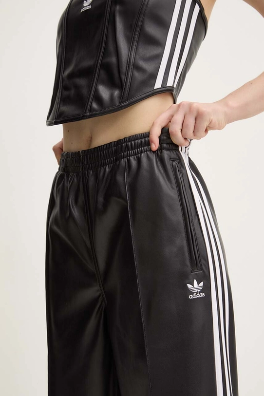 adidas Originals pantaloni Firebird Pleather Pant negru IY7245