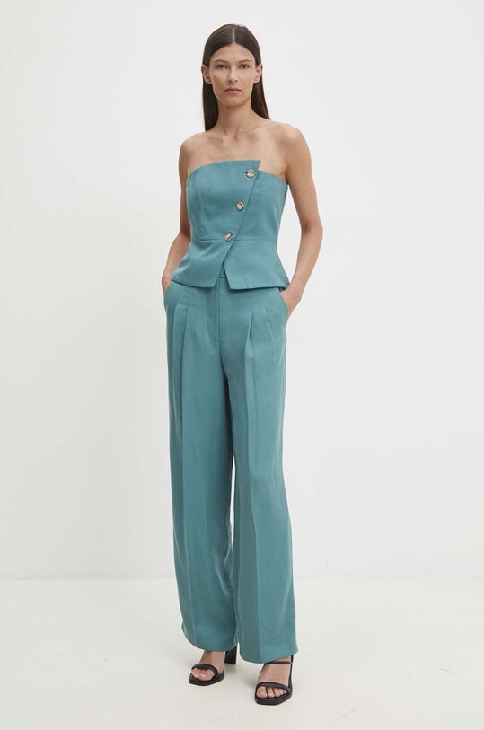 BA&SH pantaloni din amestec de in 1H24GADW turcoaz AW24